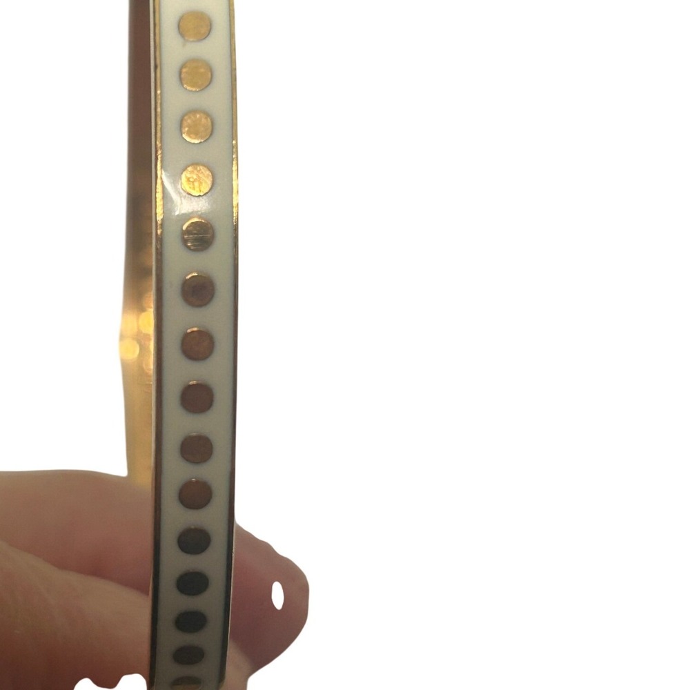 Kate Spade New York Enamel Dot Bangle Bracelet Gold Tone White#321 - Picture 3 of 5